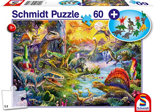Schmidt Spiele 56372 Dinosauro, Puzzle Per Bambini Da 60Pezzi, Multicolore, One Size
