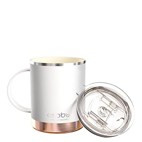Asobu Taza De Cafã Ultimate -Con Aislamiento De Acero Inoxidable Y Cerámica Blanca