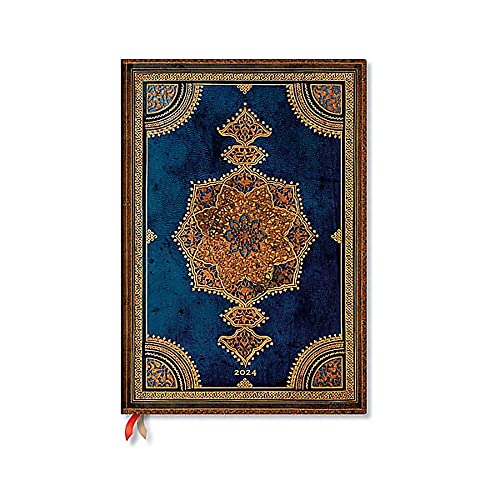 Paperblanks Agende 12 Mesi 2024 Indaco Safavita, Verticale - Grande (300 X 210), Inglese (Festività Internazionali)
