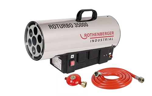 Rothenberger 1500000363 Industrial Gas – Heiz – Kanone / Gebläse Roturbo 35000 Inkl. Piezo-Zündung , Schlauch , Schlauchbruchsicherung & Regler 34,0 K