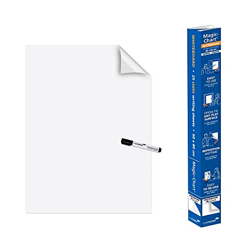 Fogli Elettrostatici Magic Chart - 60 X 80 Cm - Bianco Lucido - Legamaster - Rotolo Da 25 Pezzi