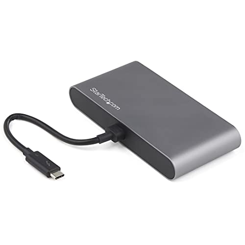 Startech.Com Thunderbolt 3 Mini Dock, Tb3 Docking Station Per 2 Monitor Displayport 4K 60Hz, 1X Usb-A, Gbe, Cavo Da 28 Cm (Tb3Dkm2Dpl)