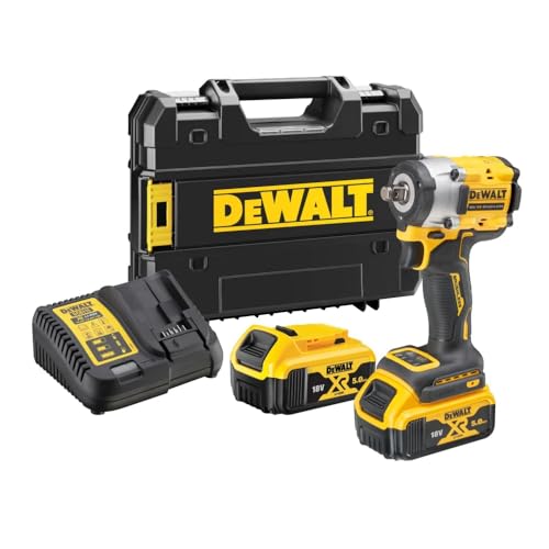 Dewalt Chiave A Impatto Brushless Xr 18 V 1/2" 406 Nm Con Anello Di Ritegno Con 2 Batterie Li-Ion 5 Ah E Valigetta Tstak Marca, Multicolore