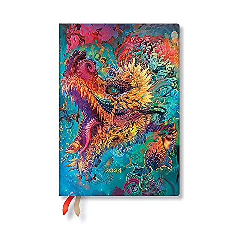 Paperblanks Agende Flexi A Copertina Morbida Di 12 Mesi 2024 Drago Infuocato | Orizzontale | Midi (125 × 175 Mm)