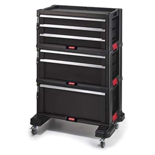 Keter 237791 Carrello Portautensili Con 3 Cassetti, Nero, X