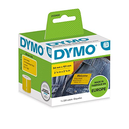 Dymo Lw Grandi Etichette Di Spedizione/Badge Nominativi | Stampa Nera Su Etichetta Gialla | 54 Mm X 101 Mm | Autoadesivo | Rotolo Da 220 Etichette Eas