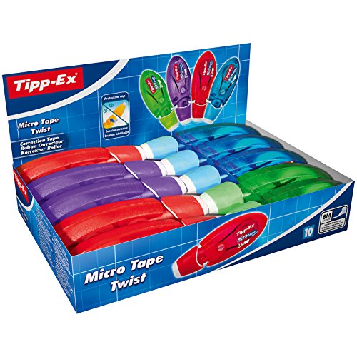 Tipp-Ex Correttore A Nastro, Micro Tape Twist, Fornitura Cancelleria Scuola E Ufficio, Bianchetto A Nastro, Confezione Da 10 Unità