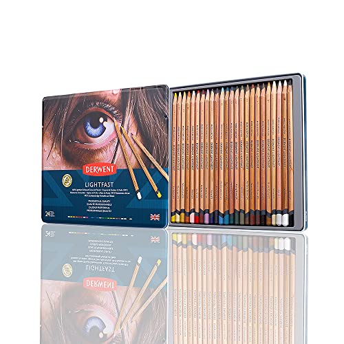 Derwent Lightfast Set Di 24 Matite Resistenti Alla Luce Con Anima Rotonda Da 4 Mm, Resistenza Elevata Del Nucleo E Consistenza Cremosa, Adatte Al Dise