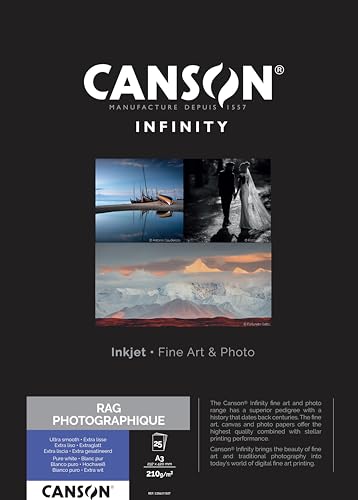 Canson Infinity Rag Photographique Scatola 25 Fogli A3 210 Grammi