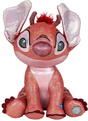 Disney Peluche Leroy Glitter Ball Con Suoni - Lilo E Stitch - Colore Rosso - Altezza 28 Cm