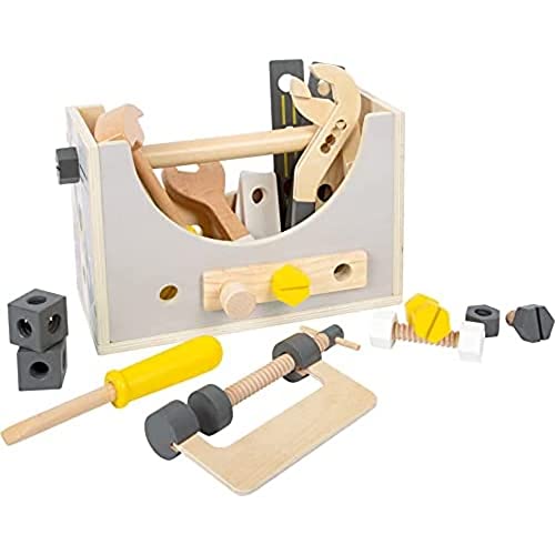 Small Foot, Gioco Di Ruolo, 11809 Cassetta 2In1 Miniwob In Legno, Banco Da Lavoro, Attrezzi Per Bambini, Dai 3 Anni, Multicolore