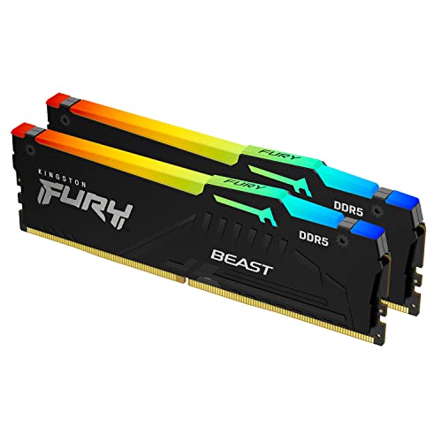 Kingston Fury Beast Nero Rgb 32Gb (2X16Gb) 5600Mt/S Ddr5 Cl36 Dimm Memoria Gaming Per Computer Fissi Kit Da 2 - Kf556C36Bbeak2-32