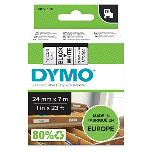 Dymo S0720930 Nastri D1, 24 Mm X 7 M, Nero/Bianco