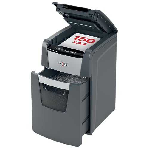 Rexel Optimum Auto Feed+ 150M, Distruggidocumenti Automatico, 150-165 Fogli (80-70 Gr/Mq), Taglio Micro, Livello Di Sicurezza P-5, Per Piccoli Uffici,