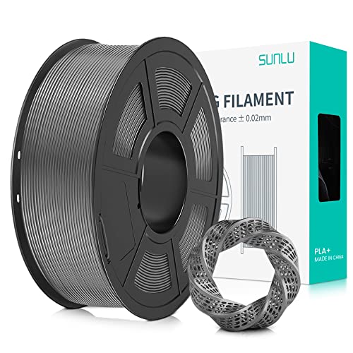Sunlu Filamento Pla+ 1.75 Mm Per Stampante 3D E Penne 3D, Filamento Pla Plus 1Kg,Neatly Wound, Precisione Di Tolleranza Del Filamento +/- 0.02 Mm (Gri