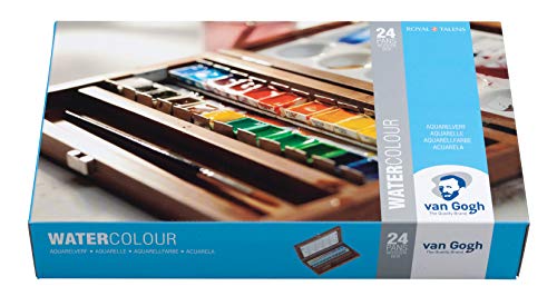 Van Gogh - Elegante Set Di 24 Acquerelli In Contenitore Di Legno