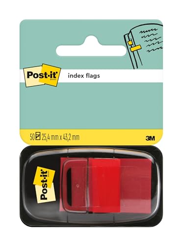 Segnapagina Post-It Index, Medio, Rosso, 25.4 Mm X 43.2 Mm, 50 Segnapagina/Dispenser, 1 Dispenser/Confezione