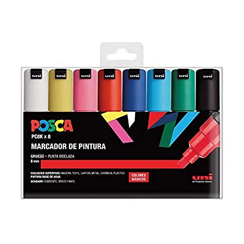 Uni Posca Set Pc 8K Basic – Confezione Da 8 Pennarelli