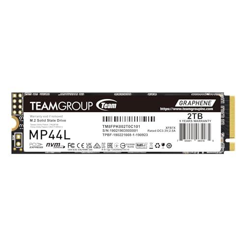 Teamgroup Mp44L 2Tb Slc Cache Nvme 1.4 Pcie Gen 4X4 M.2 2280 Laptop E Desktop Ssd (R/W Velocità Fino A 4.800/4.400Mb/S) Tm8Fpk002T0C101