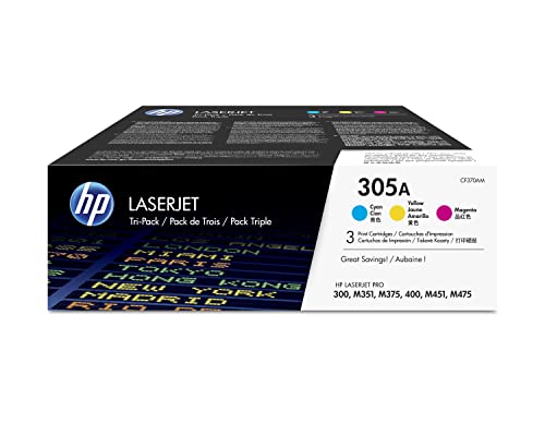 Hp 305A Cf370Am, Multipack Da 3 Toner Originali Hp Da 2600 Pagine, Compatibile Con Le Stampanti Hp Laserjet Pro M351, Mfp M375, M451, Mfp 475, Tricrom