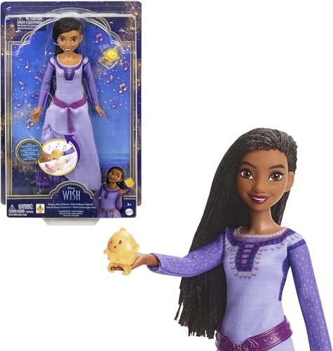 Mattel Disney Wish Singing Asha Of Rosas Fashion Doll & Star Figure, Posable Con Abito Rimovibile, Canta "This Wish" In Inglese