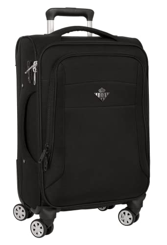 Real Betis Balompie - Trolley Cabina Morbida Da 20", Valigia Con Ruote, Lucchetto Di Sicurezza, Valigia Leggera, 35 X 20 X 51 Cm, Colore: Nero, Nero,