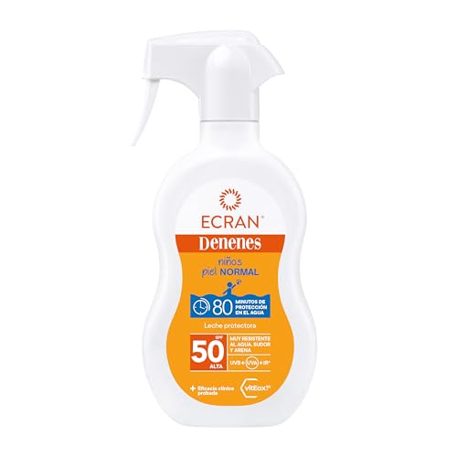 Ecran Denenes - Latte Protettivo Solare Fps 50+ Per Bambini Spray, 80 Minuti Di Protezione Uvb, Uva E Ir-A, Con Estratto Di Cotone E Vitamina E, Formu