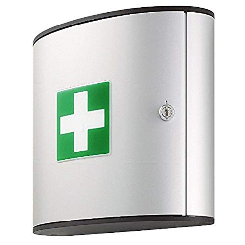 Durable 197023 - First Aid Set M, Cassetta Pronto Soccorso Con Serratura, Con Contenuto, 302X280X118 Mm (Lxhxp), Argento Metallizzato