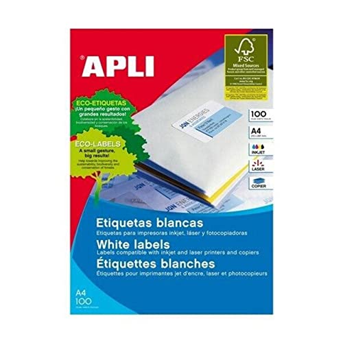 Apli 707581 - Confezione Da 100 Etichette Bianche Per Stampante 99.1X57