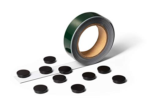 Durable 171702 Nastro Metallico Con 10 Magneti, Adesivo, Ritagliabile, 5 M X 35 Mm, Bianco