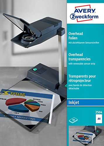 Avery Zweckform Inkjet Ohp-Folien, A4, Klar, Stärke 0,11 Mm, 5 Pezzi