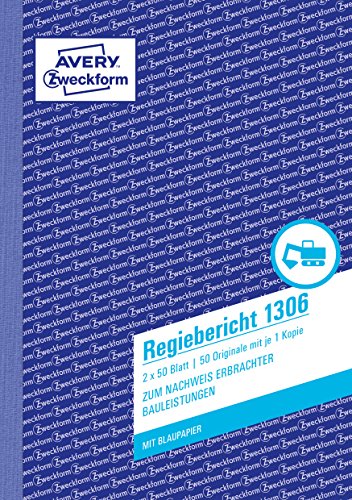 Avery Zweckform 1306 Regista Relazione (A5, Con 2 Fogli Di Carta Blu, 2 X 50 Fogli) Bianco/Giallo