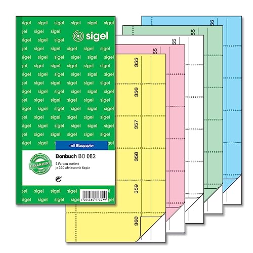 Sigel-Blocco Voucher Bo071 Biglietti 105-360 Sparpack: Giallo, Rosa, Bianco, Verde, Blu