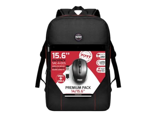 Port Designs 501901 Premium 14/15.6 Laptop Backpack With Wireless Mouse Black