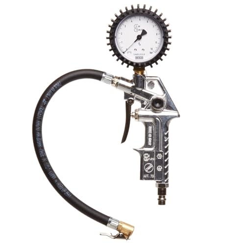 Michelin Gonfiagomme Con Manometro Per Compressore, Pistola Gonfiaggio Pneumatici Omologata Con Tubo Flessibile, Manometro, Pressione Max 10 Bar