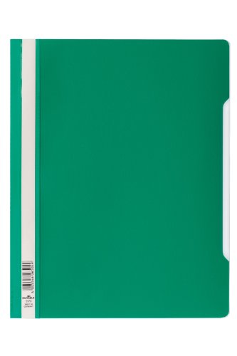 Durable 257005 - Cartellina Ad Aghi Clear View, F.To A4+, Fronte Trasparente E Retro Colorato, Etichetta Longitudinale, Verde, Conf. Da 50 Pezzi