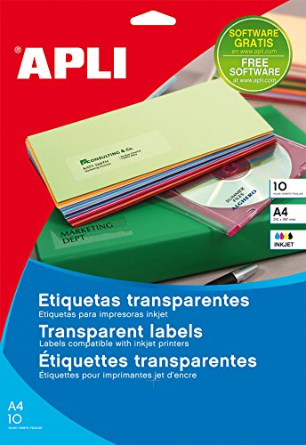 Apli 10053 Etichetta Per Stampante Trasparente