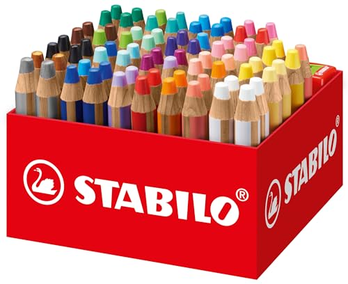 Matita Colorata Multi-Funzione - Stabilo Woody 3 In 1 - School Box Da 76 - Con 4 Temperini - 24 Colori Assortiti