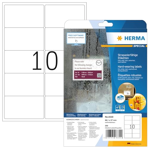 Herma Etichette Per Pacchi E Spedizioni, 99,1 X 57 Mm, Etichette Adesive A4 Per Stampante, 10 Etichette Per Foglio, Bianco