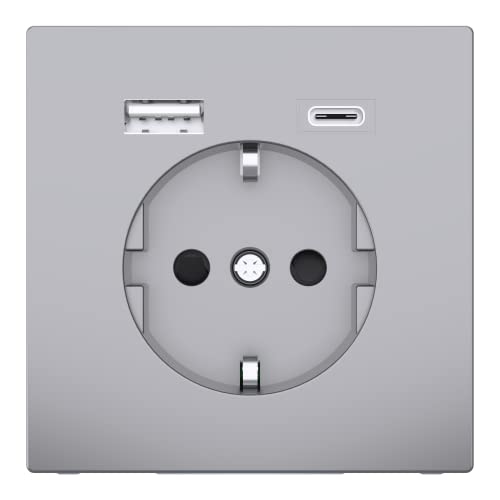 Merten Meg2367-6036 - Presa Schuko Con Due Uscite Per Il Funzionamento E La Ricarica Simultaneamente Di Due Dispositivi Usb Con Batteria Integrata, In