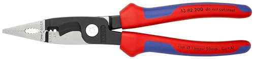 Knipex Pinza Per Elettroinstallazioni Bonderizzata Nera, Rivestiti In Materiale Bicomponente 200 Mm (Confezione Self-Service/Blister) 13 82 200 Sb