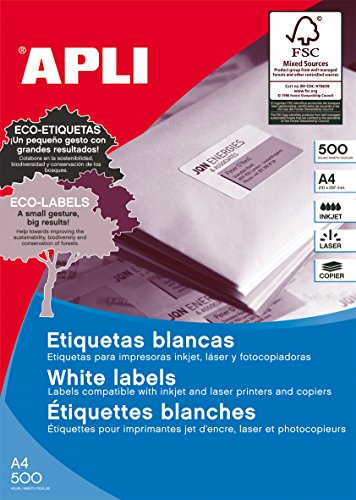Apli 1782 Confezione 500 Fogli Etichette Multiuso, 70 X 35, Bianco