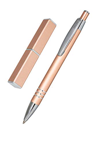 Online - Bolígrafo De Esfera De Grafito De Metal Retráctil De Aluminio, Recarga Reemplazable, Tinta Negra, Estuche Exclusivo, Color Rosa