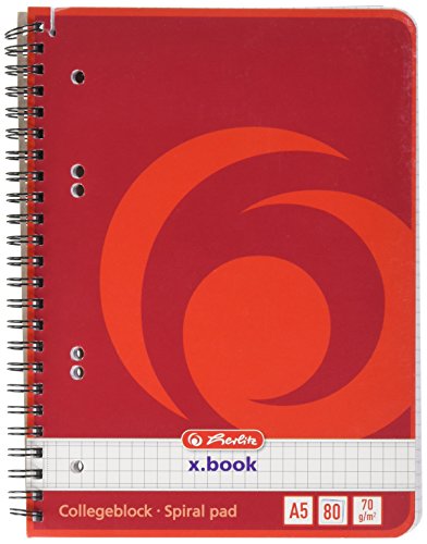 Herlitz 297531 - Blocco Note A5, 70 G/M, 80 Bi A Quadretti Con Bordo Sinistro