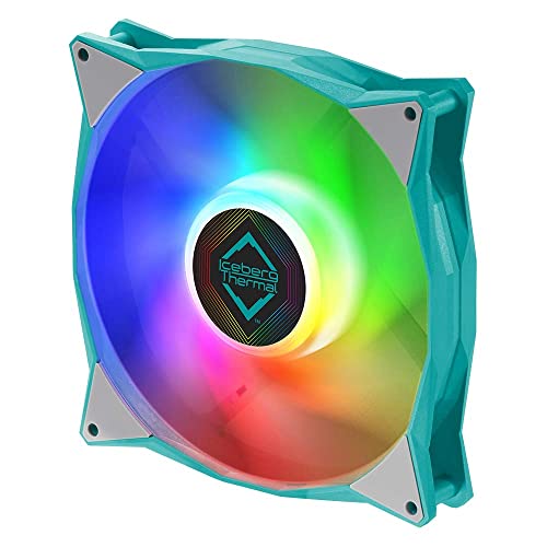 Iceberg Thermal Icegale Adressable Rgb 140 Mm Pwm Dual Cuscinetti A Sfera Argb Ventola Di Raffreddamento Per Alloggiamento, Verde Blu