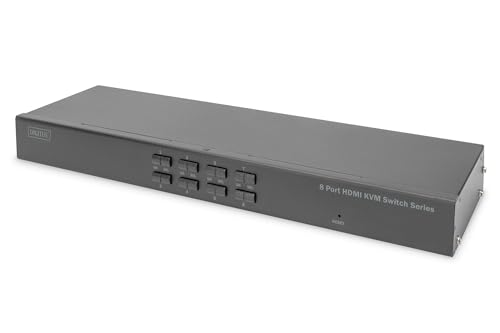 Digitus Switch Kvm Hdmi A 8 Porte - Comunicazione Ddc - Hdmi 1.4, Hdcp 2.2 - Ultrahd 4K30Hz - Porte Usb Per Mouse E Tastiera - Commutazione Con Tasti