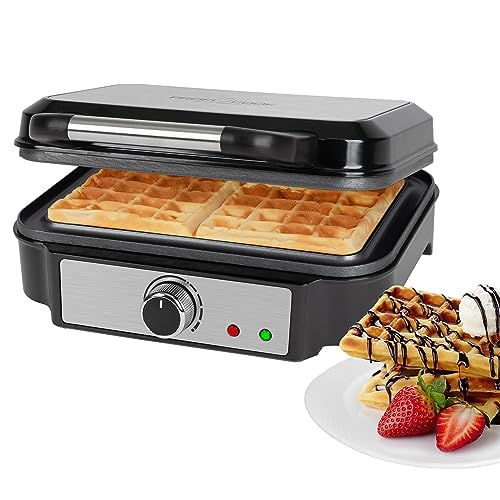 Profi Cook Pc-Wa 1240 - Piastra Per Waffle Belghe Con 2 Superfici Di Cottura, Piastra Per Waffle Belga, 1000 Watt, Rivestimento Antiaderente In Acciai