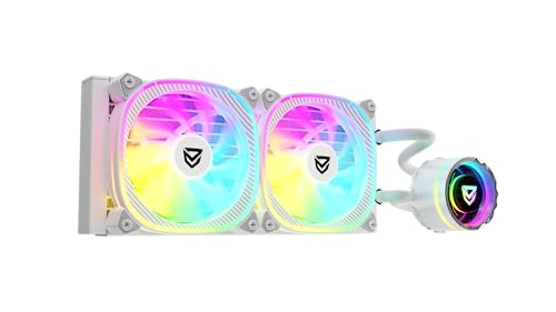 Nfortec - Atria X Liquid Cpu Cooling Argb 240Mm, Infinity Mirror Ruotabile Di 360 Gradi, 2X 120Mm Pwm Argb Fans, Amd E Intel Compatibile, Bianco