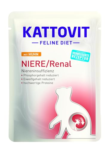 Kattovit Pollo Renale | Cibo Dietetico Per Gatti | 85 G | Cibo Umido Per Gatti Per Sostenere La Funzione Renale |