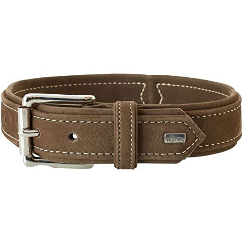 Hunter Hunting - Collare Per Cani In Pelle Nabuk, Resistente, Morbido, 60 (M-L), Colore: Marrone